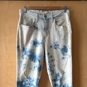 Blue Floral Tie-Dye Skinny Jeans